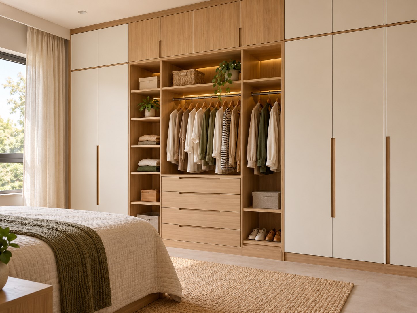 Quarto com closet sob medida em MDF